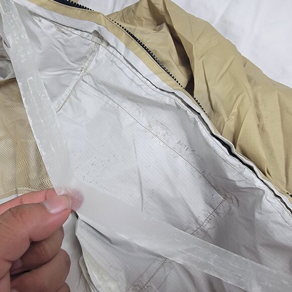 Orvis Mens Large Beige Fly Fishing Shell Jacket Hooded Coat Windbreaker - Picture 9 of 14